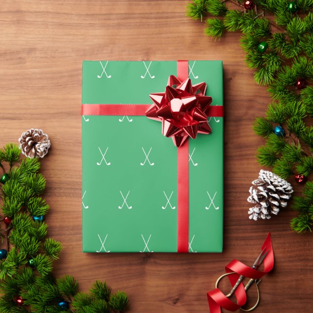 Weihnachts-Golf-Clubs grün Geschenkpapier (Feiertagsgeschenk)