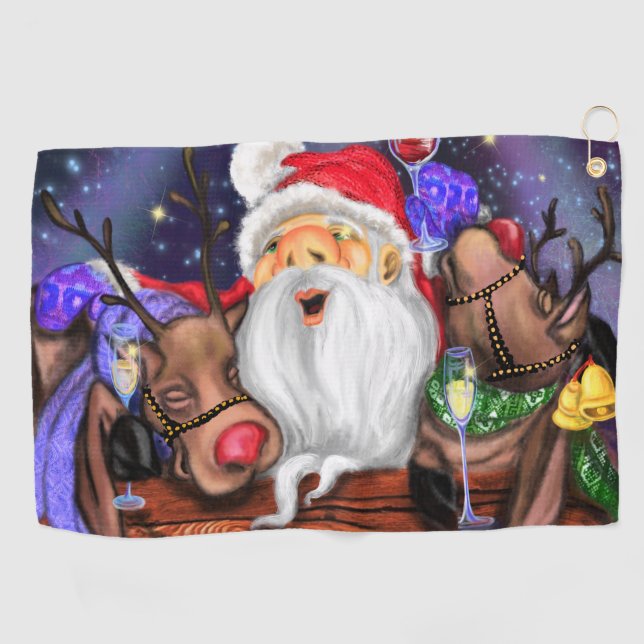Weihnachts-Golf-Handtuch Weihnachten und Rentiersp Golfhandtuch (Horizontal)