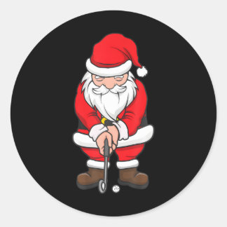 Weihnachts Golf Santa Claus Swing Funny Golf Runder Aufkleber