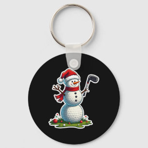 Weihnachts-Golf-Schneemann-Santa-Hut Lustiger Golf Schlüsselanhänger