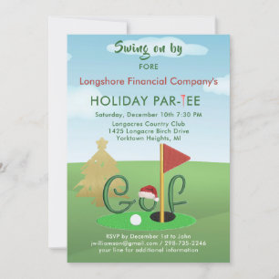 Weihnachts-Golf-Thema Party Par-T-Shirt Einladung