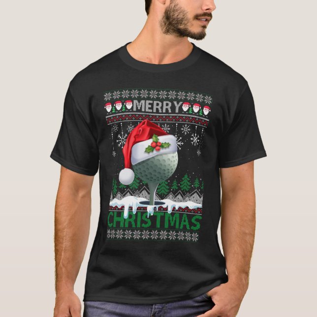 Weihnachts-Golf-Weihnachtsmannmütze Golfer Funny U T-Shirt (Vorderseite)