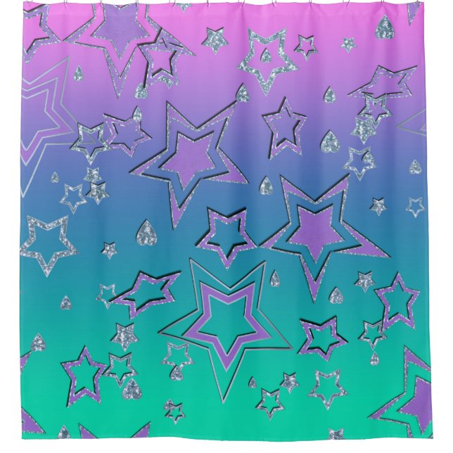 Weihnachts-Gradienten-Glitzer glänzen Konfetti-Ste Duschvorhang (Vorderseite)