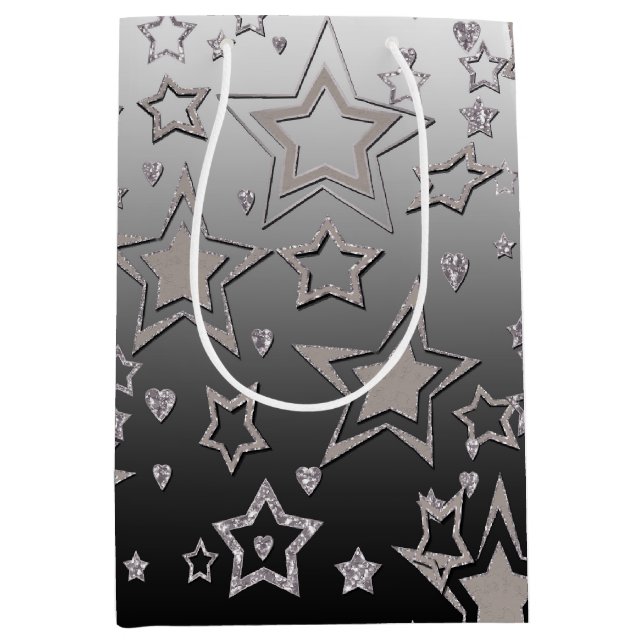 Weihnachts-Gradienten-Glitzer glänzen Konfetti-Ste Mittlere Geschenktüte (Vorderseite)