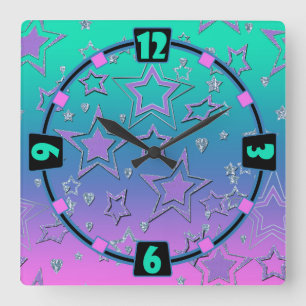 Weihnachts-Gradienten-Glitzer glänzen Konfetti-Ste Quadratische Wanduhr
