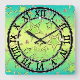 Weihnachts-Gradienten-Glitzer glänzen Konfetti-Ste Quadratische Wanduhr