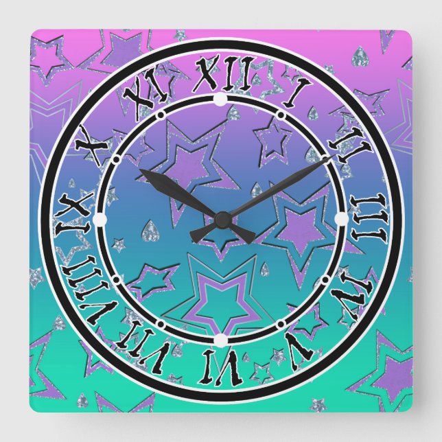 Weihnachts-Gradienten-Glitzer glänzen Konfetti-Ste Quadratische Wanduhr (Vorderseite)