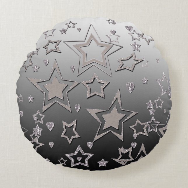 Weihnachts-Gradienten-Glitzer glänzen Konfetti-Ste Rundes Kissen (Vorderseite)