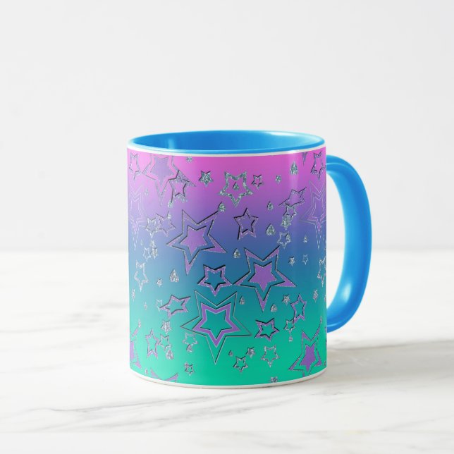 Weihnachts-Gradienten-Glitzer glänzen Konfetti-Ste Tasse (VorderseiteRechts)