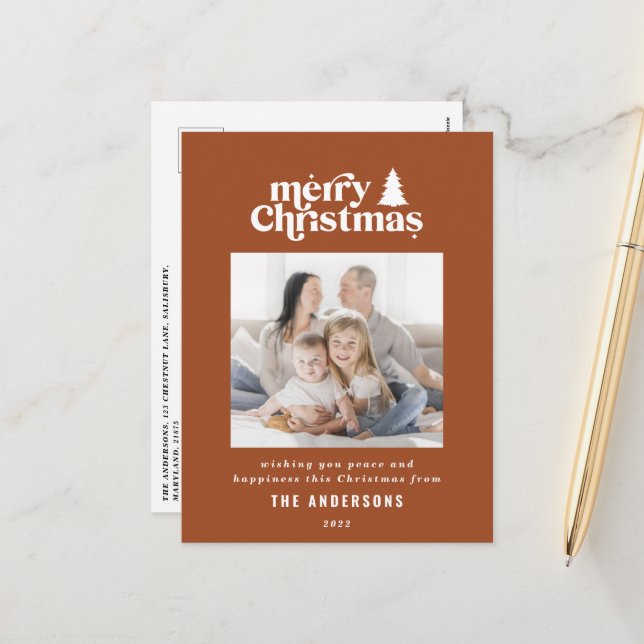 Weihnachts-Grafik-Foto Feiertagspostkarte (Vorderseite/Rückseite Beispiel)