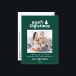 Weihnachts-Grafik-Foto Feiertagspostkarte<br><div class="desc">Einfachste Weihnachts Grafik Typografie Foto Urlaubskarte. Mit modernem handgezeichneten Text und Bäumen.</div>
