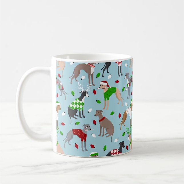 Weihnachts-Greyhound-Hund Kaffeetasse (Links)