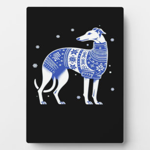 Weihnachts-Greyhound-Hund mit hässlichem Pullover Fotoplatte