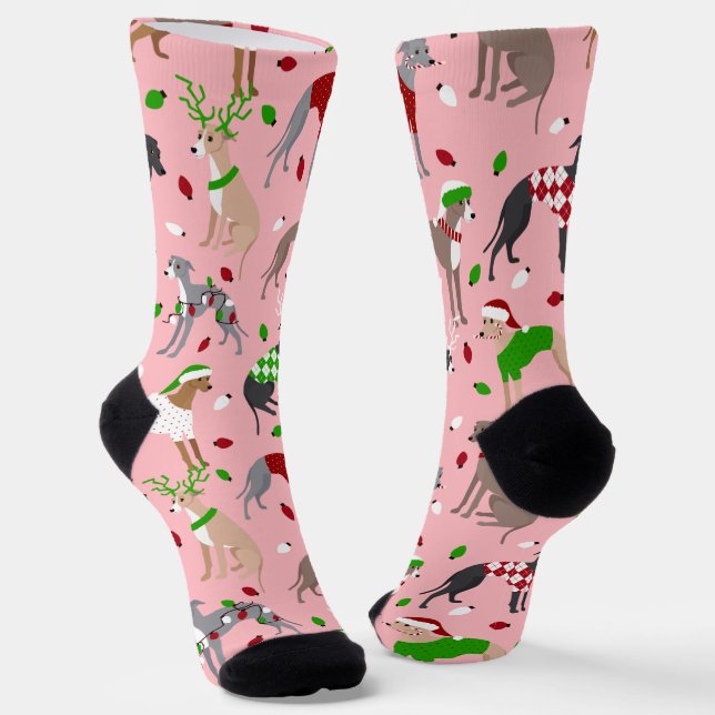 Weihnachts-Greyhound-Hund Socken (Gewinkelt)