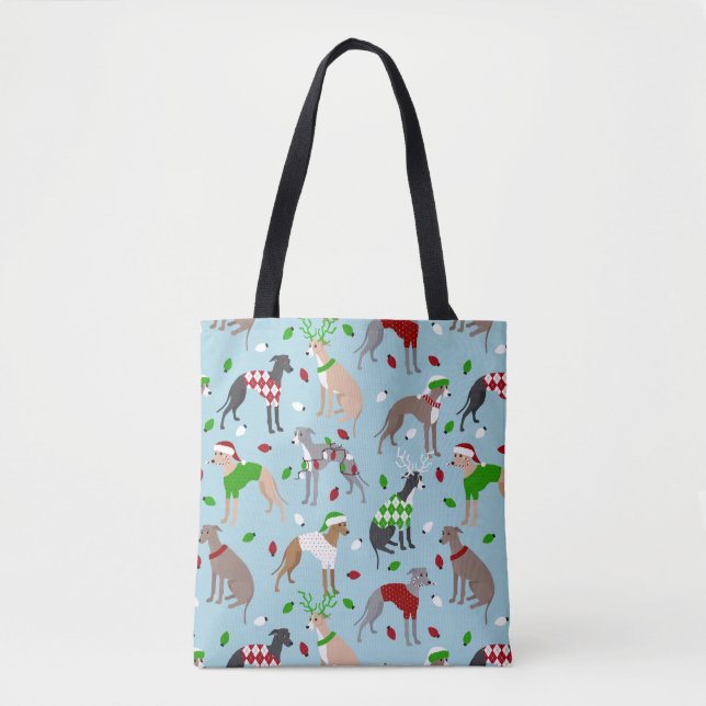 Weihnachts-Greyhound-Hund Tasche (Vorderseite)
