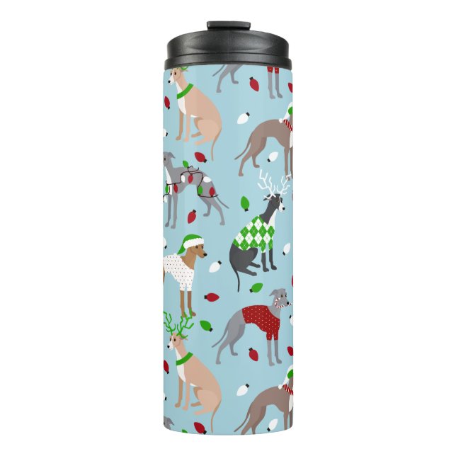 Weihnachts-Greyhound-Hund Thermosbecher (Vorderseite)