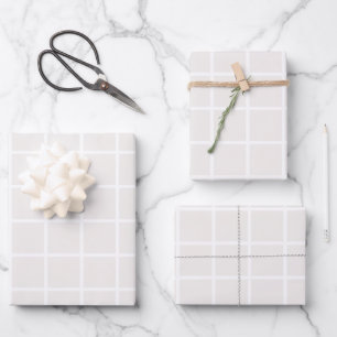 Weihnachts-Grill-Muster blassbeige und weiß Karie Geschenkpapier Set