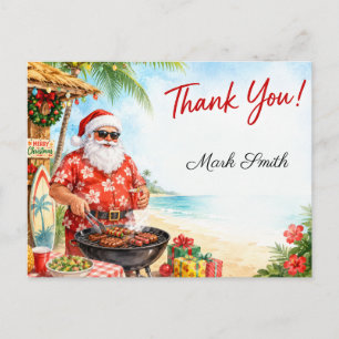 Weihnachts-Grillfest Santa Claus Tropischer Strand Postkarte