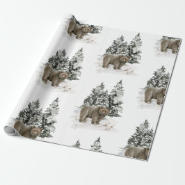 Weihnachts-Grizzy-Bär Waldschneegeschenk Geschenkpapier