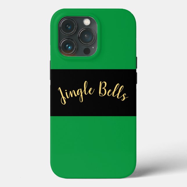 Weihnachts-Grün Banded Jingle Bells Text Case-Mate iPhone Hülle (Rückseite)