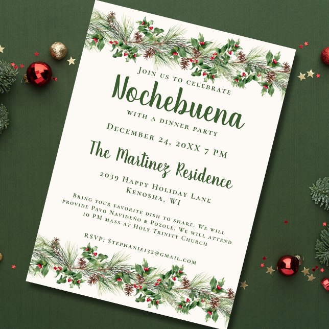 Weihnachts-Grün-Festival mexikanische Nochebuena Einladung (Von Creator hochgeladen)