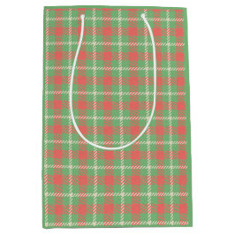 Weihnachts-Grün-Kariert Mittlere Geschenktüte