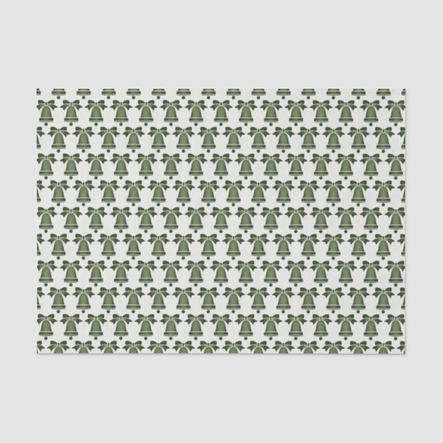 Weihnachts-Grün-Weihnachtsglocken-Zettel Seidenpapier (Vorderseite)