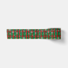 Weihnachts Grüne Karierte Schneeflocken Satinband