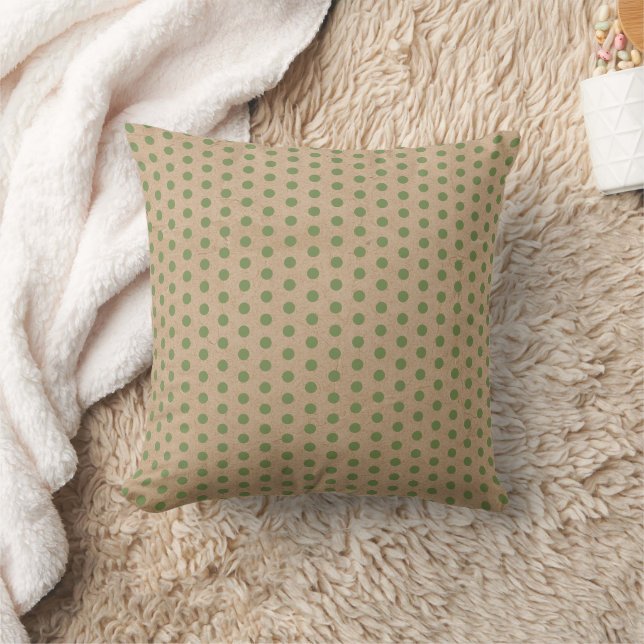 Weihnachts Grüne Polka Dots Kraft Brown Paper Kissen (Decke)