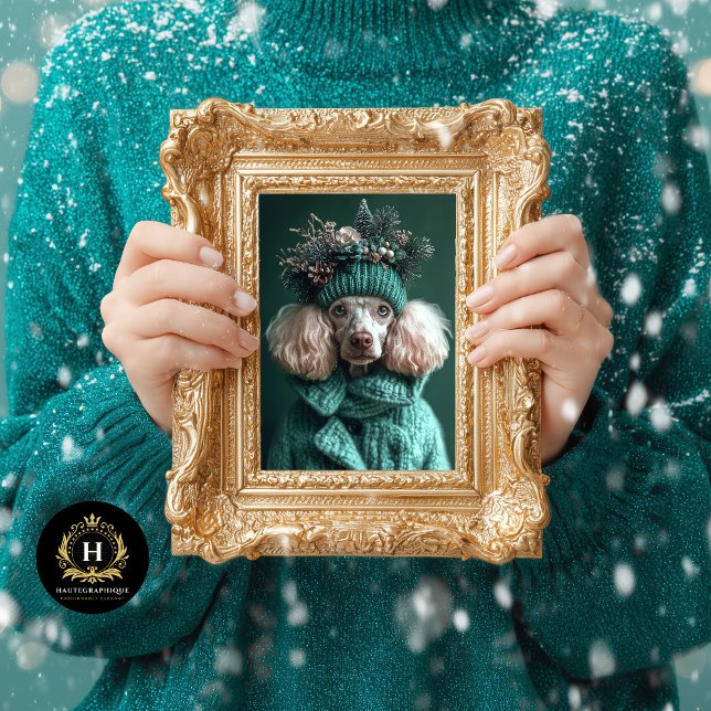 Weihnachts-Grüne Poodle-Portrait Seidenpapier (Von Creator hochgeladen)
