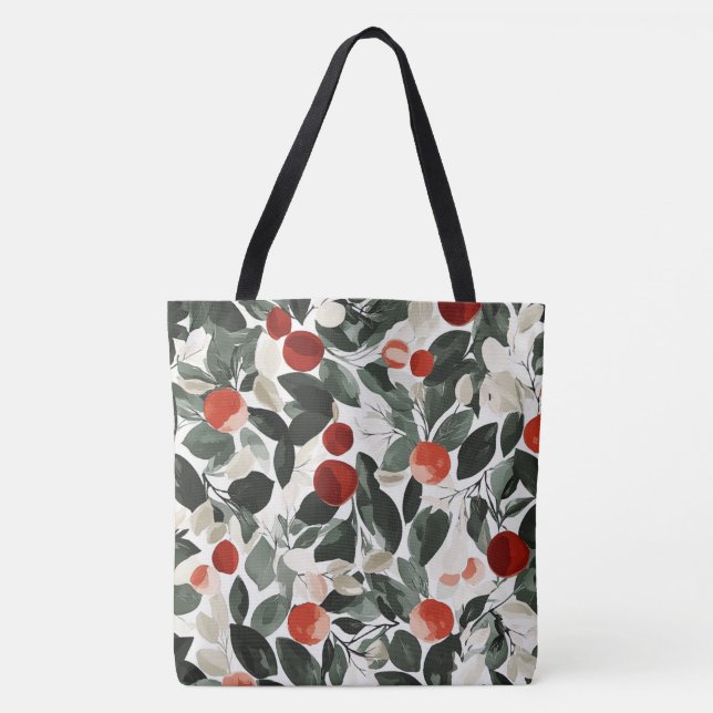 Weihnachts Grüne rote Berries Tasche (Vorderseite)