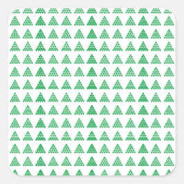 Weihnachts-Grüne Schneeflocken Sternenbäume, Weiß Quadratischer Aufkleber