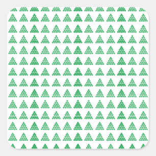 Weihnachts-Grüne Schneeflocken Sternenbäume, Weiß Quadratischer Aufkleber
