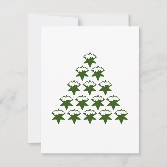 Weihnachts Grüne Schneestars Tree weiß Karte (Vorderseite)