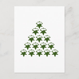 Weihnachts Grüne Schneestars Tree weiß Postkarte