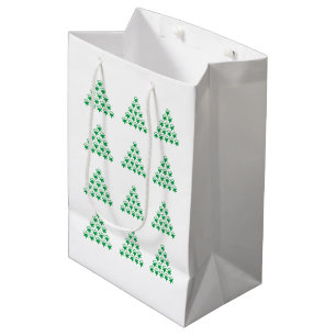 Weihnachts-Grüne Schneesterne Baum, weißer Hinterg Mittlere Geschenktüte