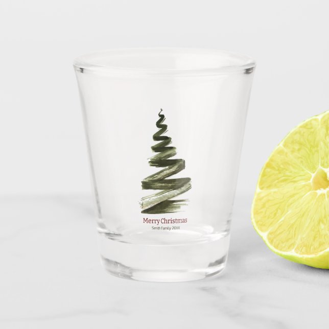 Weihnachts-Grüne Wasserfarbe Schnapsglas (Vorderseite)