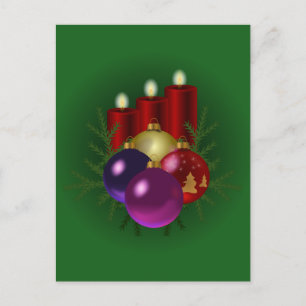 Weihnachts-Grüne Weihnachtskerzen Feiertagspostkarte