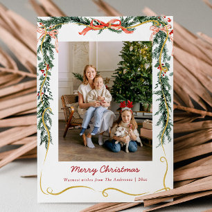 Weihnachts-Grüngarten und Bow 1 Foto Feiertagskarte