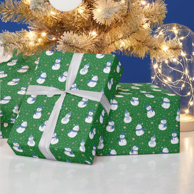 Weihnachts-Grünpapier für Schneemänner Geschenkpapier (Feiertage)