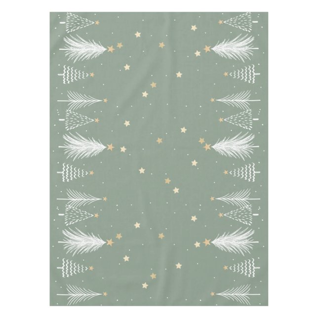 Weihnachts-Grüntafel mit weißen Bäumen Tischdecke (Vorderseite)