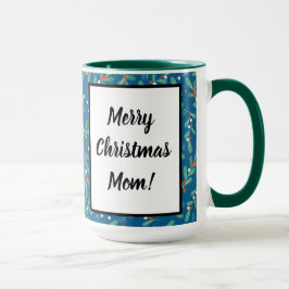 Weihnachts-Grüntöne mit Holly Berries Blue White Tasse