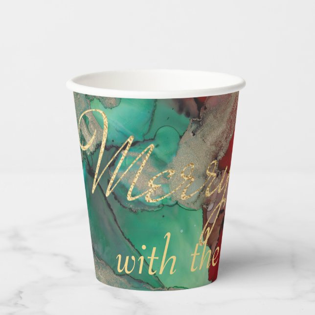 Weihnachts-Grüntöne und Reds Pappbecher (Vorderseite)