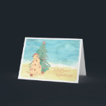 Weihnachts-Gruß Beach Snowman Holiday Card Feiertagskarte<br><div class="desc">Hier ist eine niedliche Karte,  um Ihren Freunden und Ihrer Familie während der Ferien "warme Wünsche" zu senden. Am Strand gibt es einen niedlichen Schneemann (aus Sand) mit einem Weihnachtsbaum,  der hinter ihm mit Seestern überzogen ist. Sehr niedlich für eine "SEASon's greeting" Karte.</div>