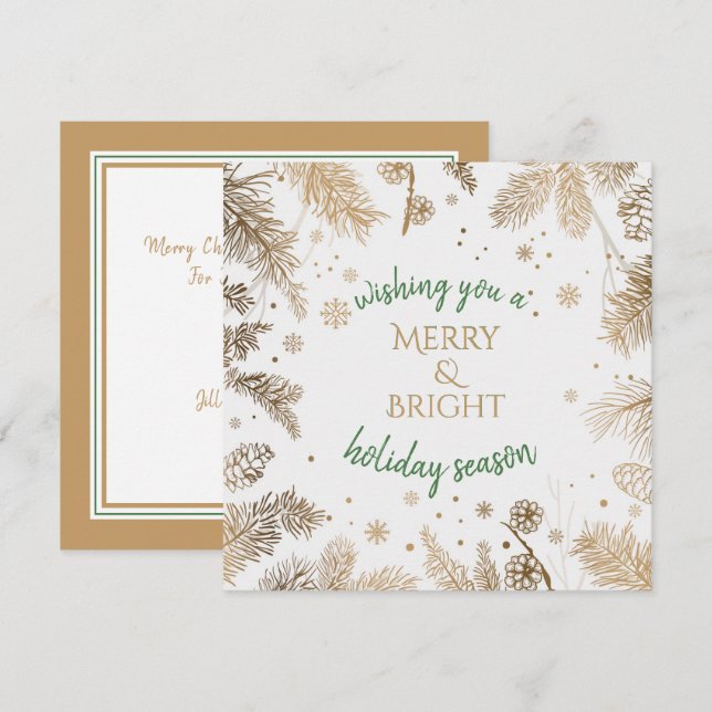 Weihnachts-Gruß Gold Branch Card Karte (Vorne/Hinten)