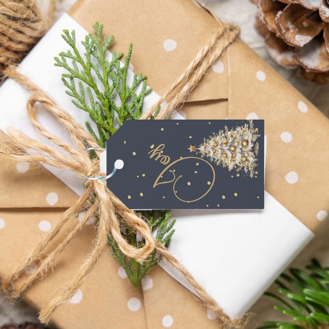 Weihnachts Gruß Joy Blue Gold Farbbaum Geschenkanhänger (Von Creator hochgeladen)