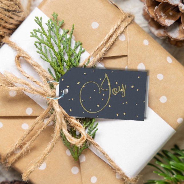 Weihnachts Gruß Joy Blue Gold Farbe Geschenkanhänger (Von Creator hochgeladen)