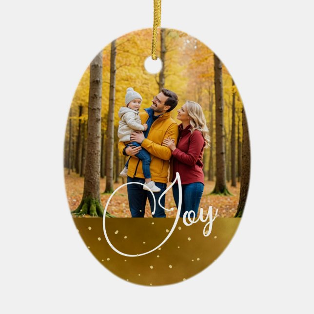 Weihnachts Gruß Joy Foto Gold Spots Keramik Ornament (Vorne)