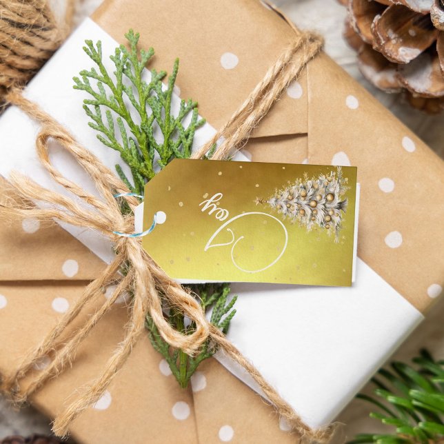 Weihnachts Gruß Joy Gold Farbbaum Geschenkanhänger (Von Creator hochgeladen)