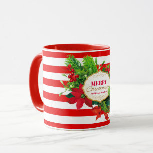 Weihnachts-Gruß Rot Streifen Tasse